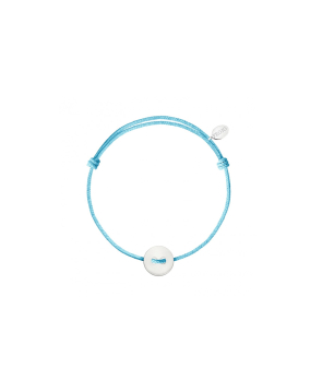 Bracelet bouton or blanc sur cordon