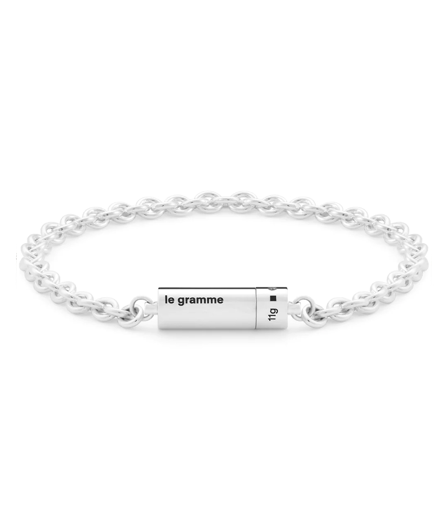 Bracelet Le Gramme Câble sur chaîne 11 Grammes argent lisse poli