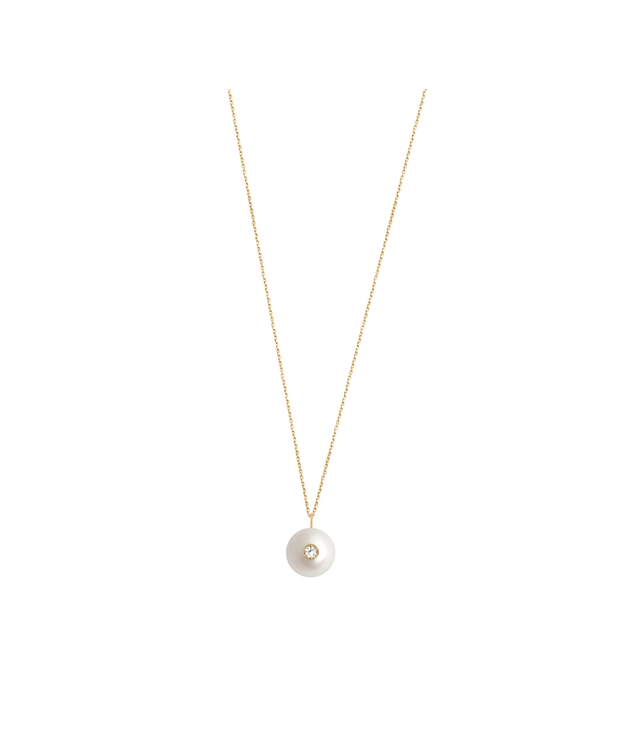 Collier Claverin Diamond Target or jaune, perle blanche et diamant