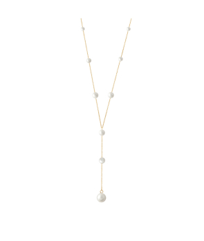 Collier Claverin Pearl Drop or jaune perles blanches