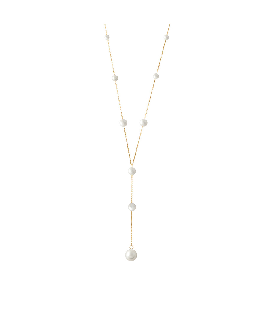 Collier Claverin Pearl Drop or jaune perles blanches