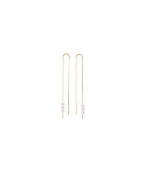 Boucles d'oreilles Claverin Long Rosary or jaune perles blanches