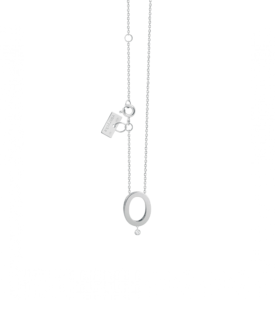 Collier Vanrycke Abécédaire "O" or blanc diamant