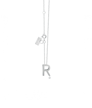 Collier Vanrycke Abécédaire "R" or blanc diamant