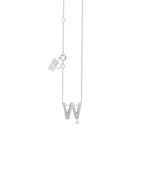 Collier Vanrycke Abécédaire "W" or blanc diamant