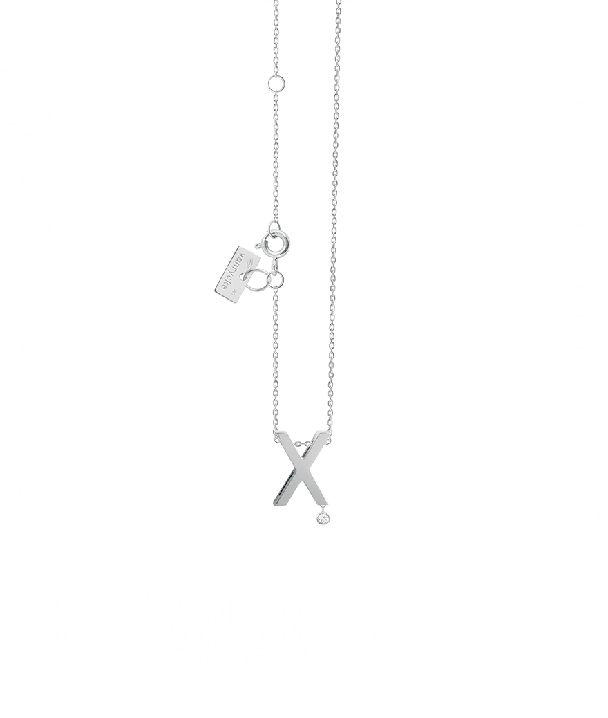 Collier Vanrycke Abécédaire "X" or blanc diamant