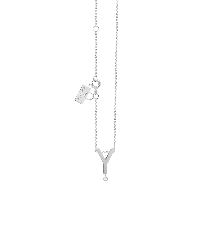 Collier Vanrycke Abécédaire "Y" or blanc diamant