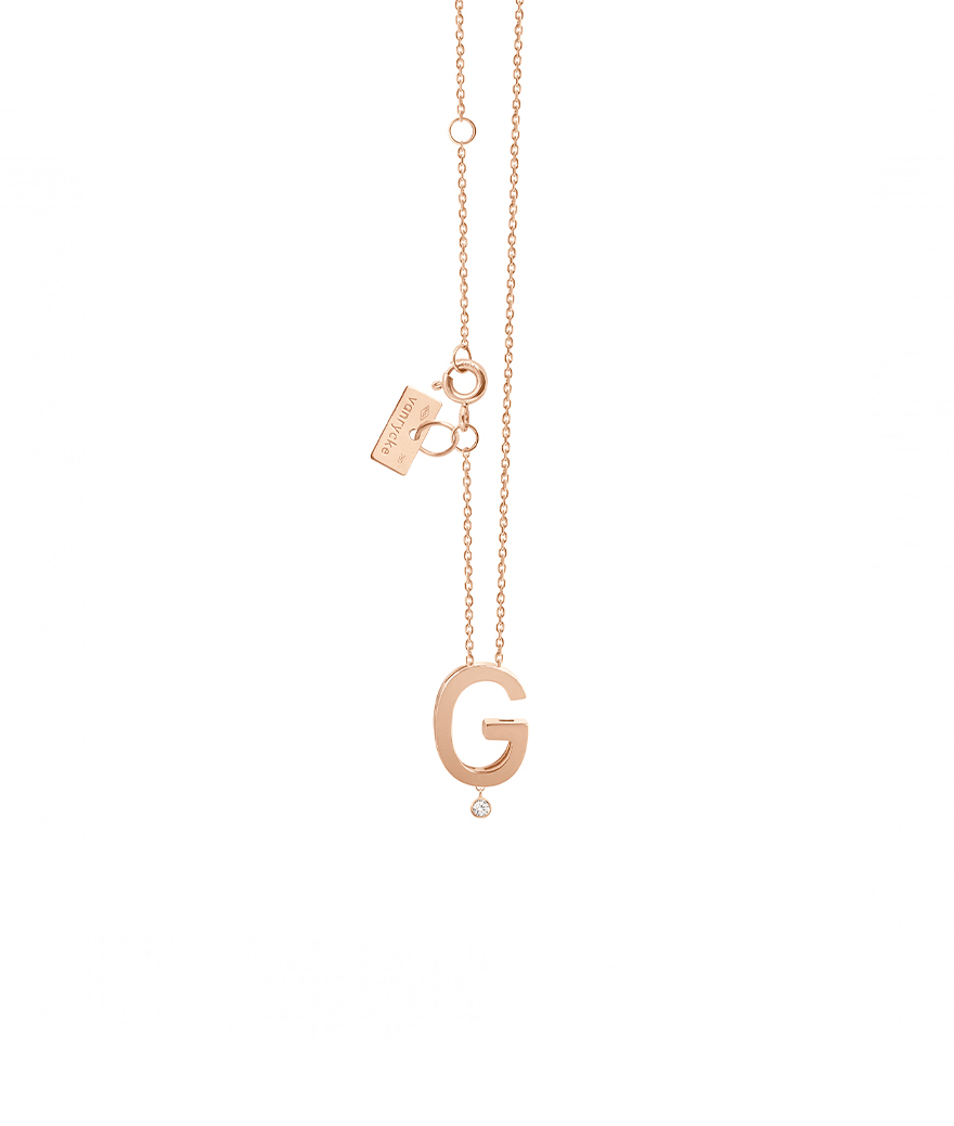 Collier Vanrycke Abécédaire "G" or rose diamant