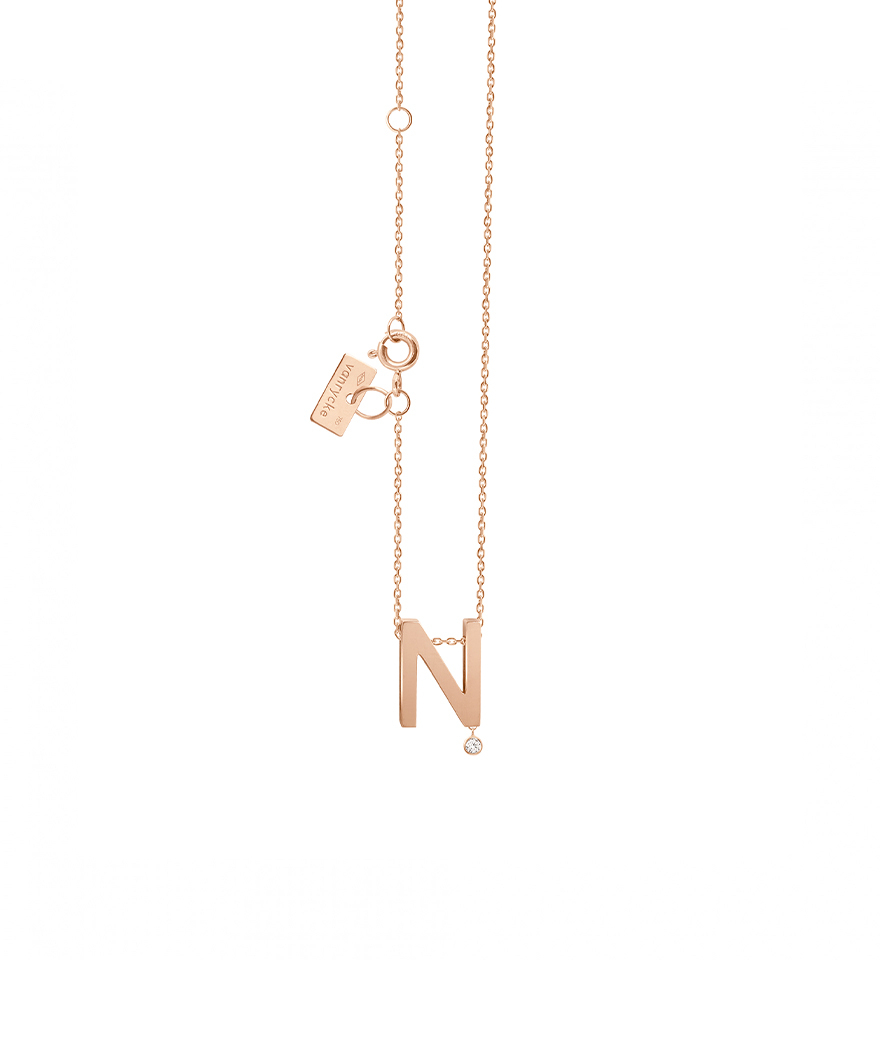 Collier Vanrycke Abécédaire "N" or rose diamant