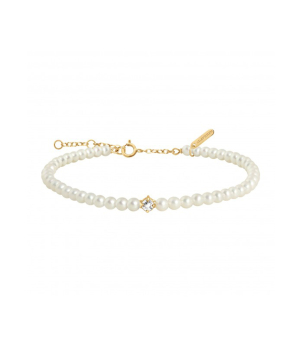 Bracelet Claverin Fresh Princess or jaune perles blanches diamant