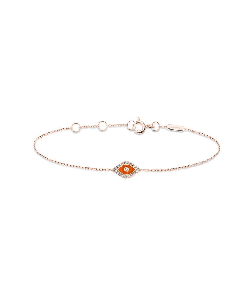 Bracelet Djula œil émail rouge or rose diamants