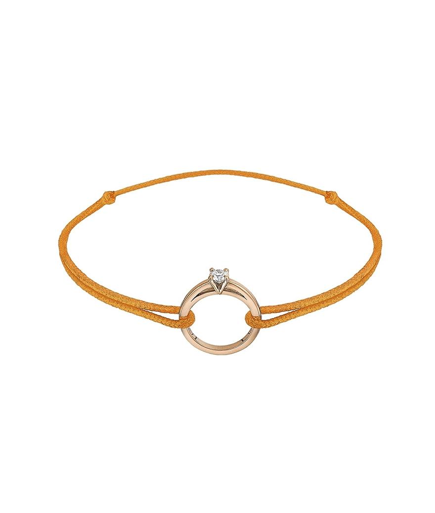 Bracelet Eakan Mia or rose diamant sur cordon orange