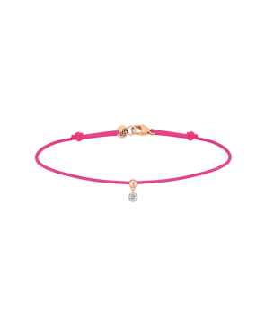 Bracelet La Brune et La Blonde cordon BB rose fluo or rose diamant