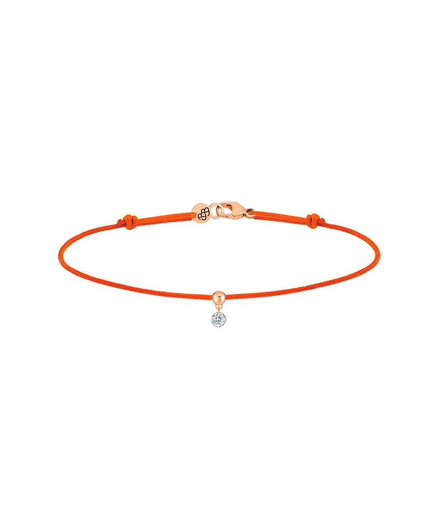 Bracelet La Brune et La Blonde cordon BB orange or rose diamant