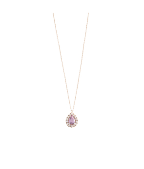 Collier Mademoiselle Frojo or rose pendentif poire saphir rose diamants