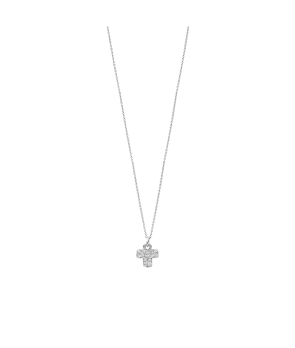 Pendentif croix Mademoiselle Frojo or blanc pavé diamants