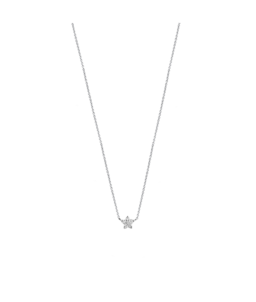 Collier Mademoiselle Frojo or blanc pendentif étoile pavée diamant