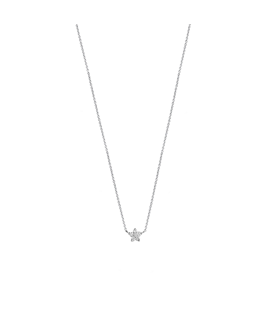Collier Mademoiselle Frojo or blanc pendentif étoile pavée diamant
