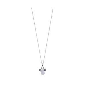 Pendentif ange Mademoiselle Frojo or blanc calcédoine, iolite et perle blanche