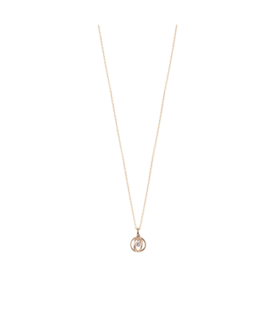 Collier Mademoiselle Frojo or rose pendentif sphère diamant