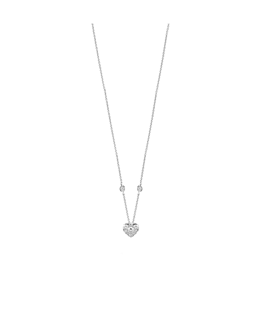 Collier Mademoiselle Frojo or blanc cœur diamants