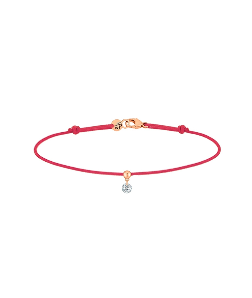 Bracelet La Brune et La Blonde cordon BB rouge or rose diamant