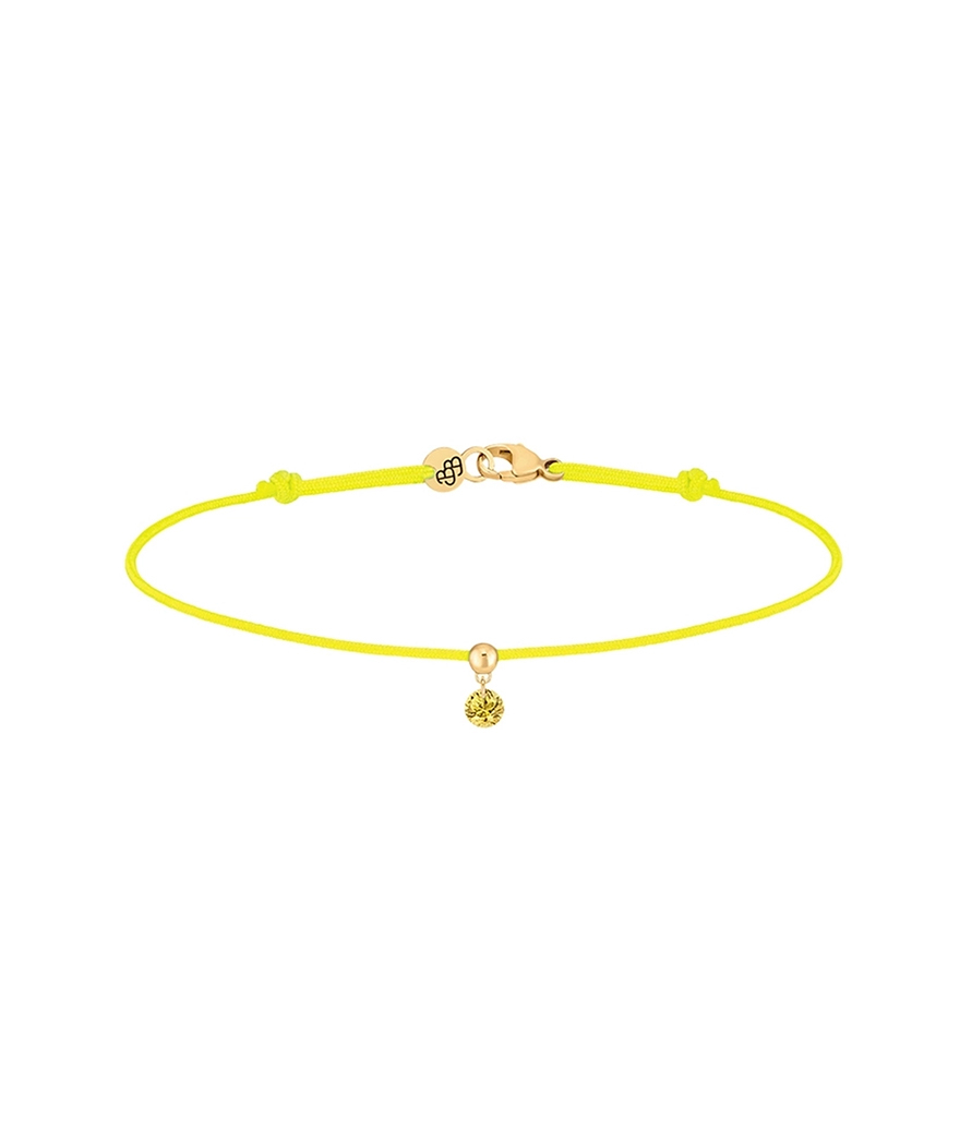 Bracelet La Brune et La Blonde cordon BB jaune or rose saphir jaune