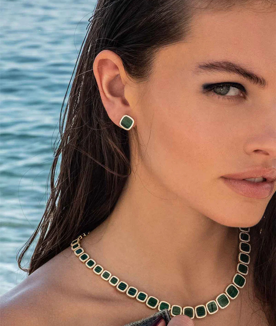 Boucles d'oreille APM Monaco Malachite