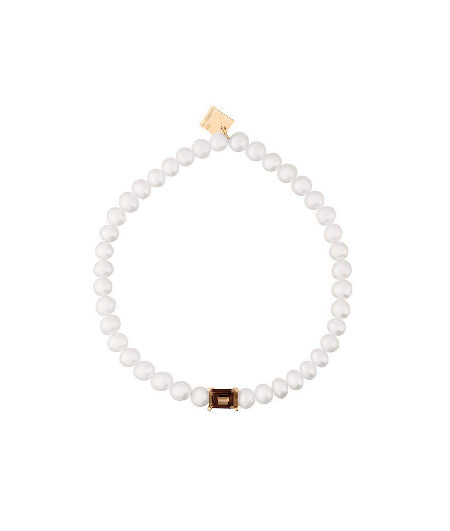 Bracelet Ginette NY Mini Cocktail Pearl and Smoky Quartz