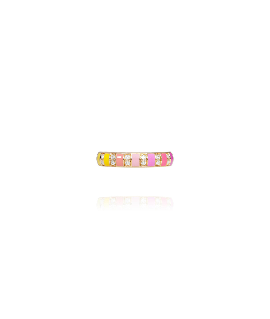 Bague Van den Abeele Billie or jaune émail sunset et diamants