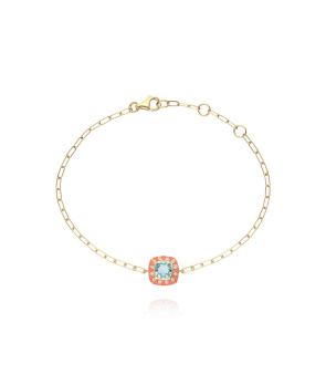 Bracelet Van den Abeele Stella or jaune corail fluo, topaze et diamants