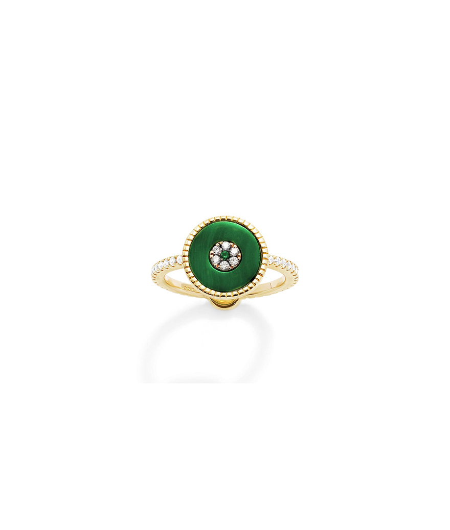 Bague APM Monaco oeil porte-bonheur malachite