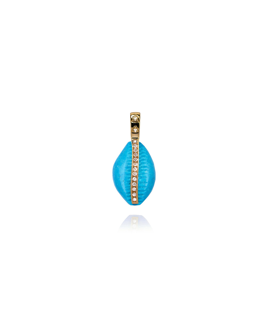 Pendentif Van den Abeele Caurie or jaune turquoise