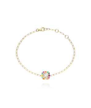 Bracelet Van den Abeele Stella arc-en-ciel or jaune diamants et pierre fine