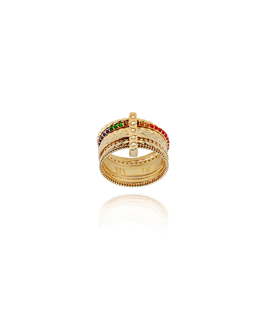 Bague Van den Abeele Fanny or jaune pierres précieuses et diamants