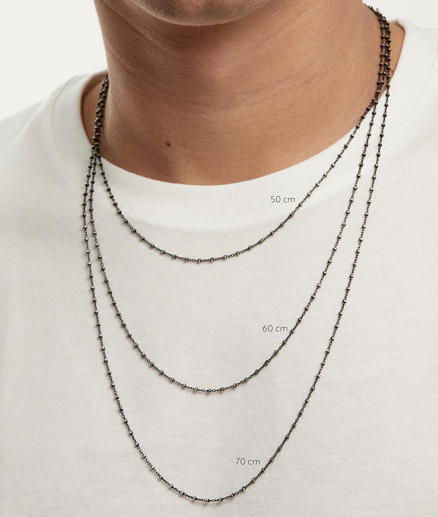 Collier Fraicheur Or blanc 9K diamants blancs et noirs - Cadeau anniversaire élégant