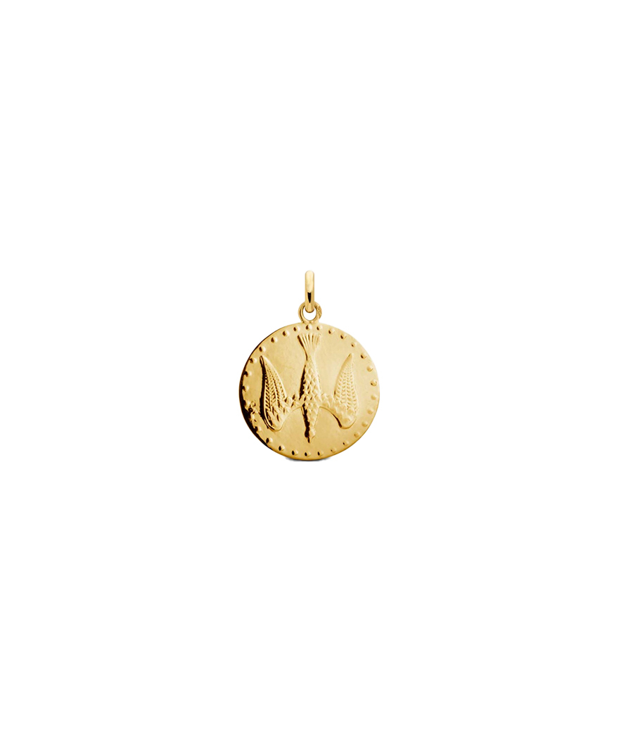 Médaille baptême Arthus Bertrand Saint Esprit or jaune