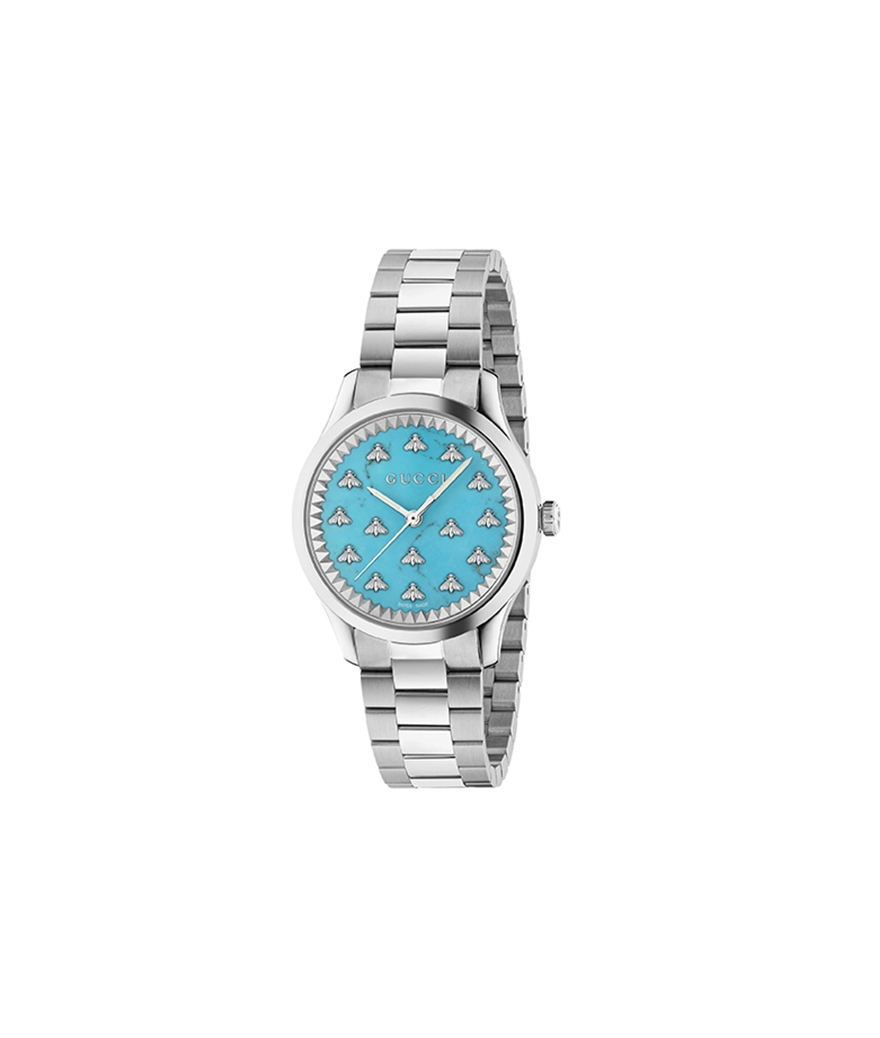 Montre G-Timeless 32mm quartz acier cadran turquoise bracelet acier