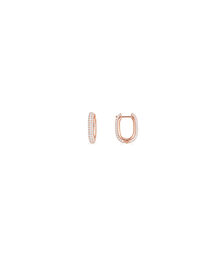 Boucles d'oreilles APM Monaco Yacht Club rectangle argent rose