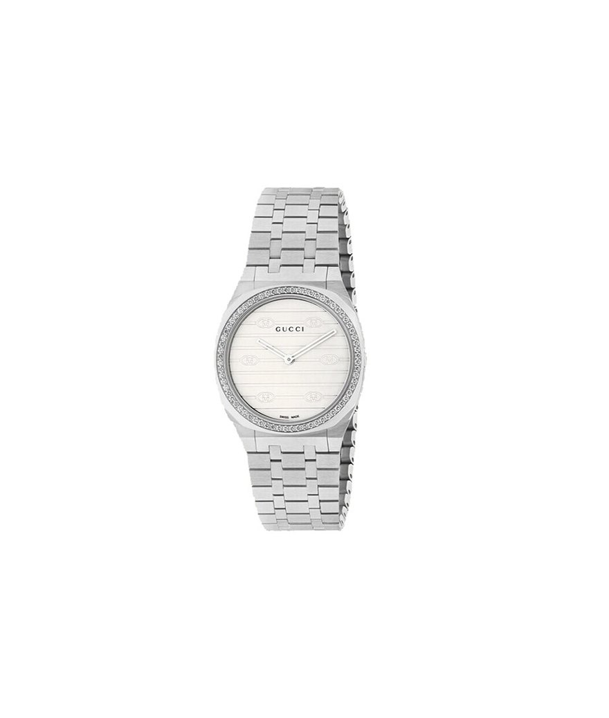 Montre GUCCI 25H 30mm quartz acier cadran acier bracelet acier