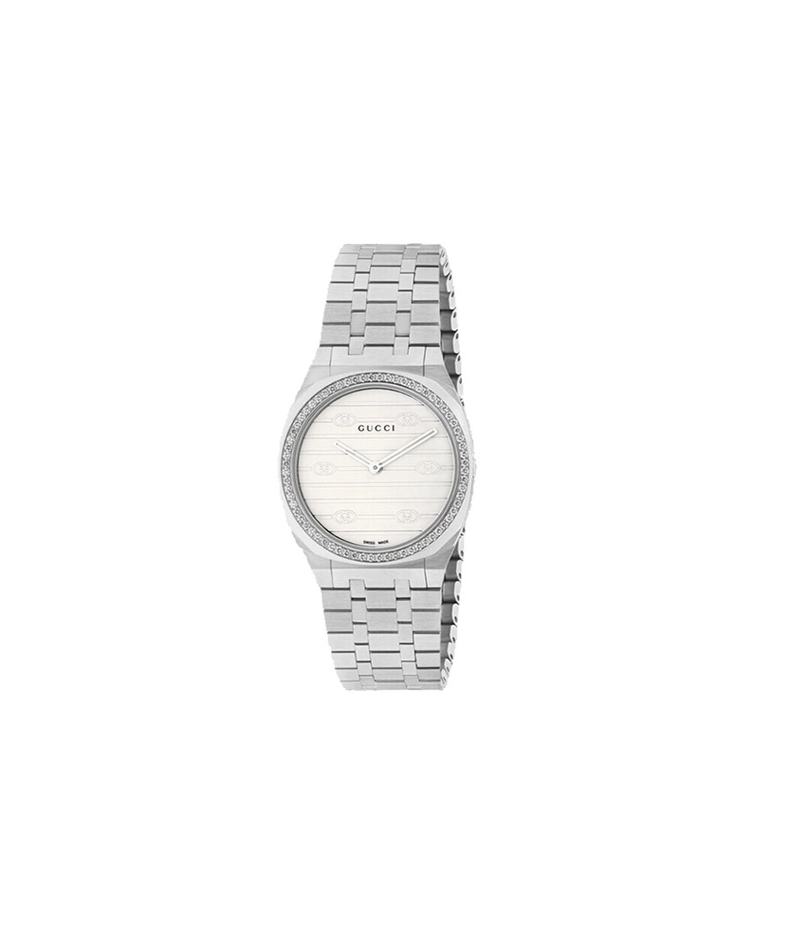 Montre GUCCI 25H 30mm quartz acier cadran acier bracelet acier