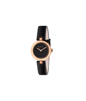 Montre Gucci Diamantissima 27mm quartz cuir noir cadran laqué noir bracelet cuir noir et rose