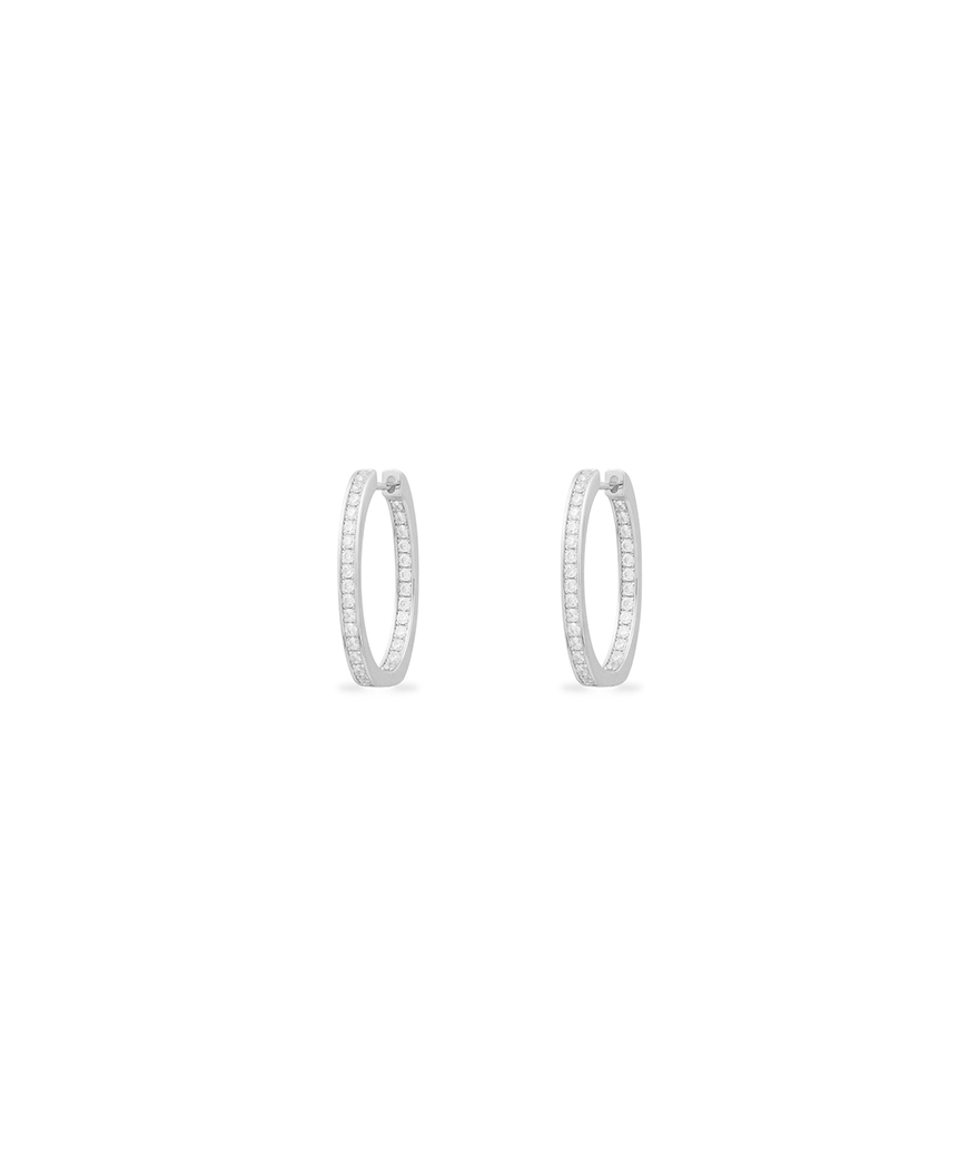 Boucles d'oreilles APM Monaco ovales pavées argent