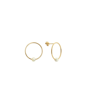 Boucles d'oreilles Claverin Ring or jaune perle blanche