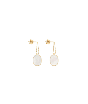 Boucles d'oreilles Claverin Organic or jaune nacre blanche