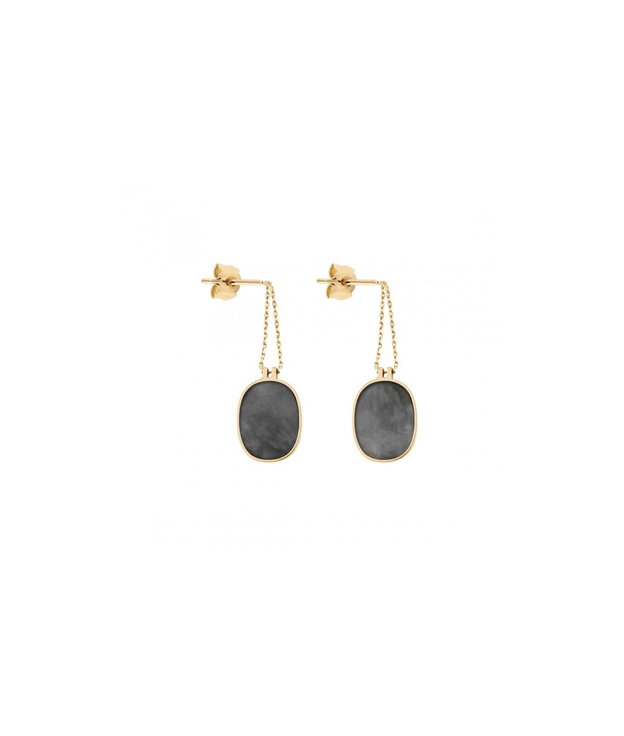 Boucles d'oreilles Claverin Organic or jaune nacre grise