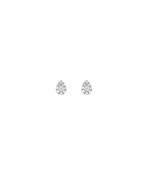 Boucles d'oreilles Djula or blanc mini poire diamants