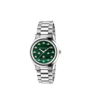 Montre GUCCI G-Timeless 38 mm automatique acier cadran malachite bracelet acier