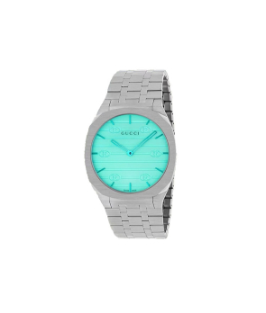 Montre GUCCI 25H 38mm quartz acier cadran bleu océan bracelet maillons acier