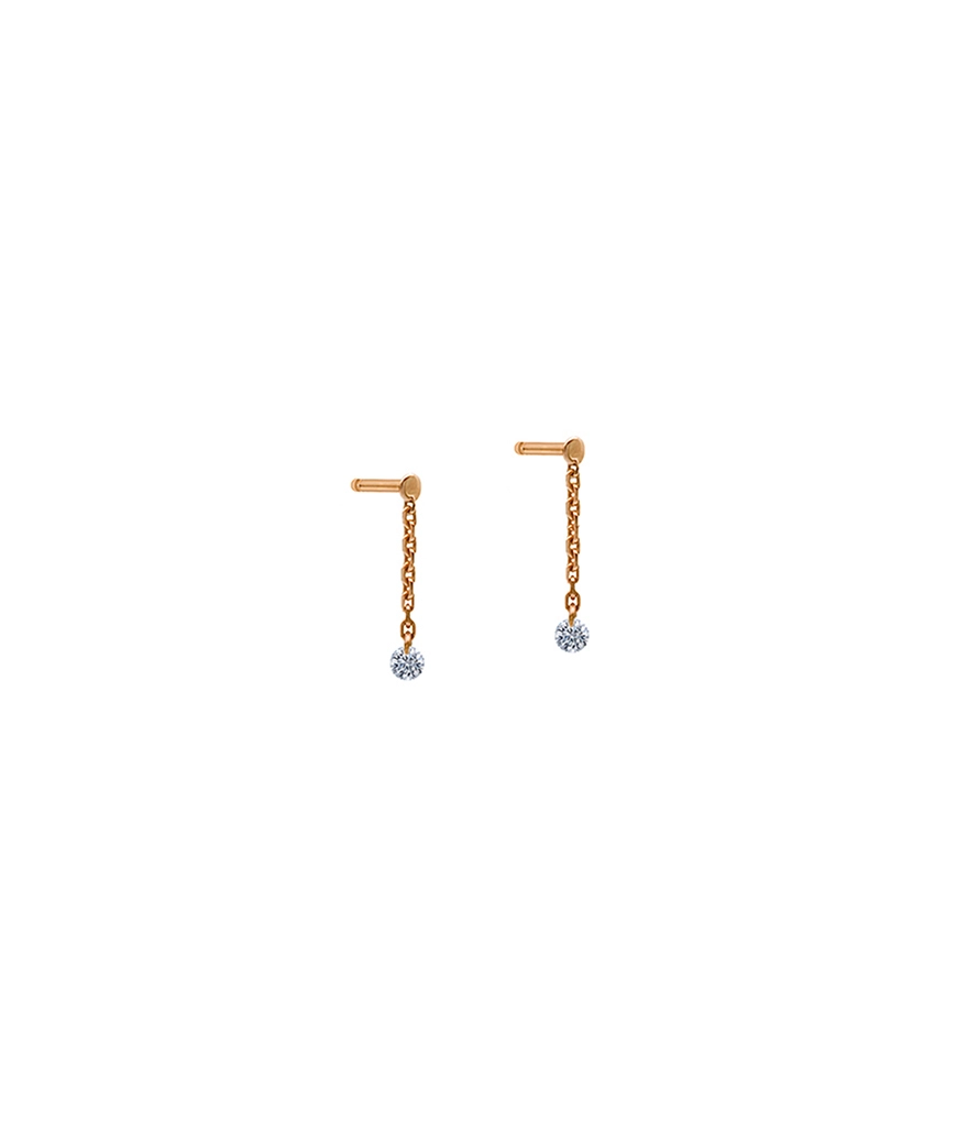 Mini pendants La Brune et La Blonde 360° or rose diamants